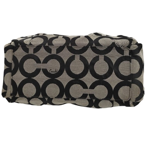 Coach 13623 Parker Black Signature C Optic Canvas Kiss Lock  (1380) 1COACH Parker Carry All Kiss Lock Black Op Art Signature Logo Canvas Hobo